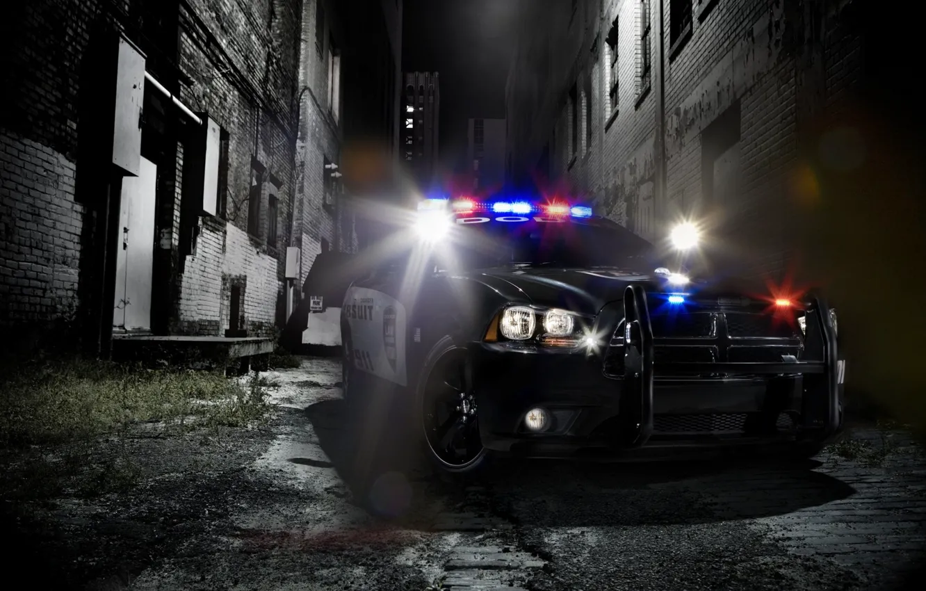 Photo wallpaper police, sedan, Dodge, Police, dodge, charger, the charger, flashers