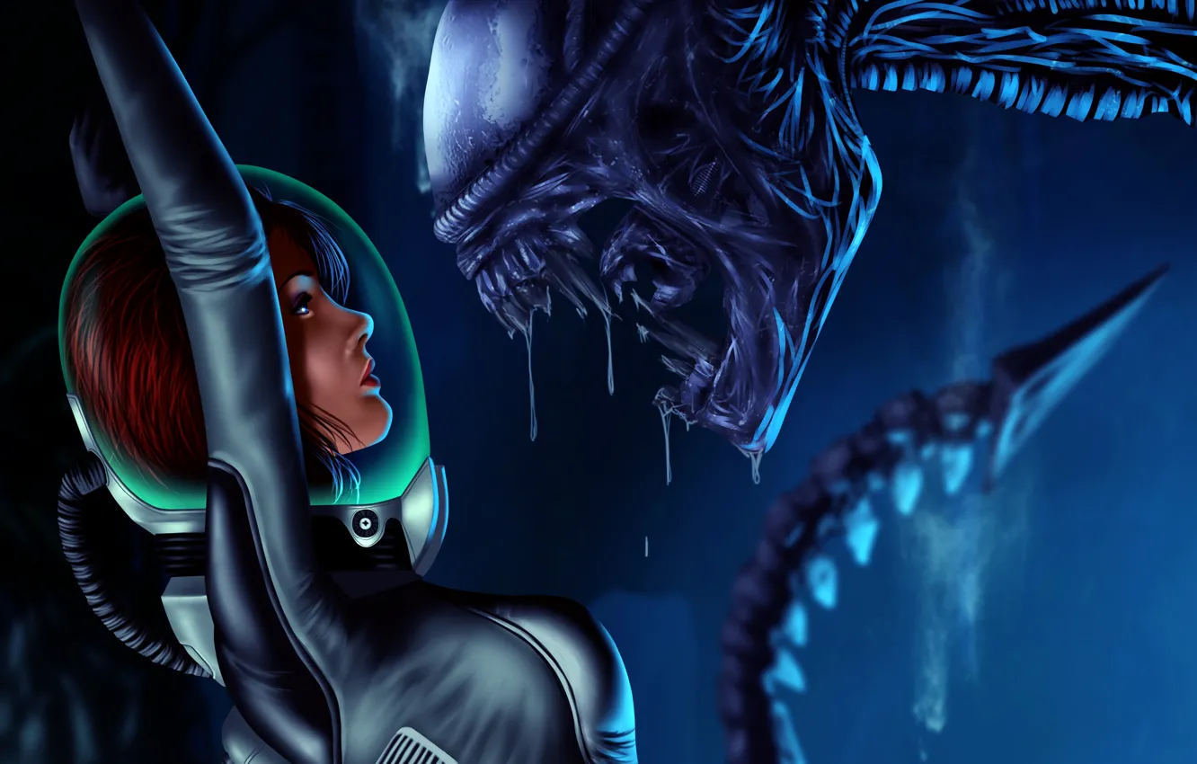 Photo wallpaper look, the film, monster, the suit, art, Stranger, mouth, Ellen Ripley