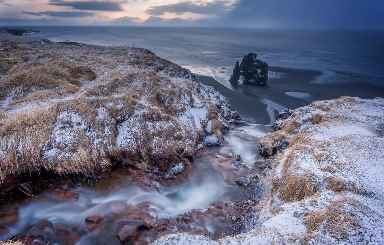 Photo wallpaper sea, fog, shore