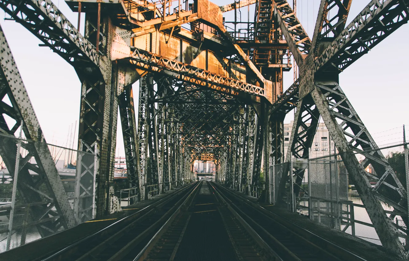Photo wallpaper bridge, the city, architecture, train