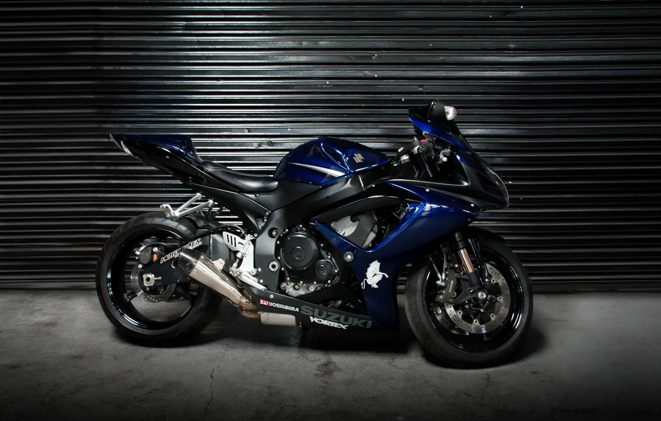 Photo wallpaper blue, motorcycle, profile, Supersport, suzuki, bike, blue, Suzuki