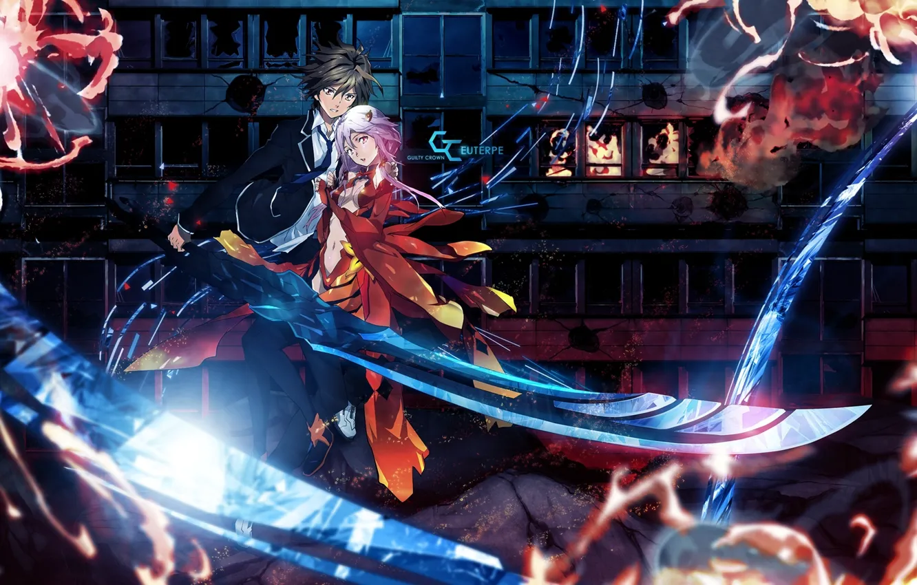 Photo wallpaper girl, anime, guy, Inori Yuzuriha, GUILTY CROWN, Shu Ouma