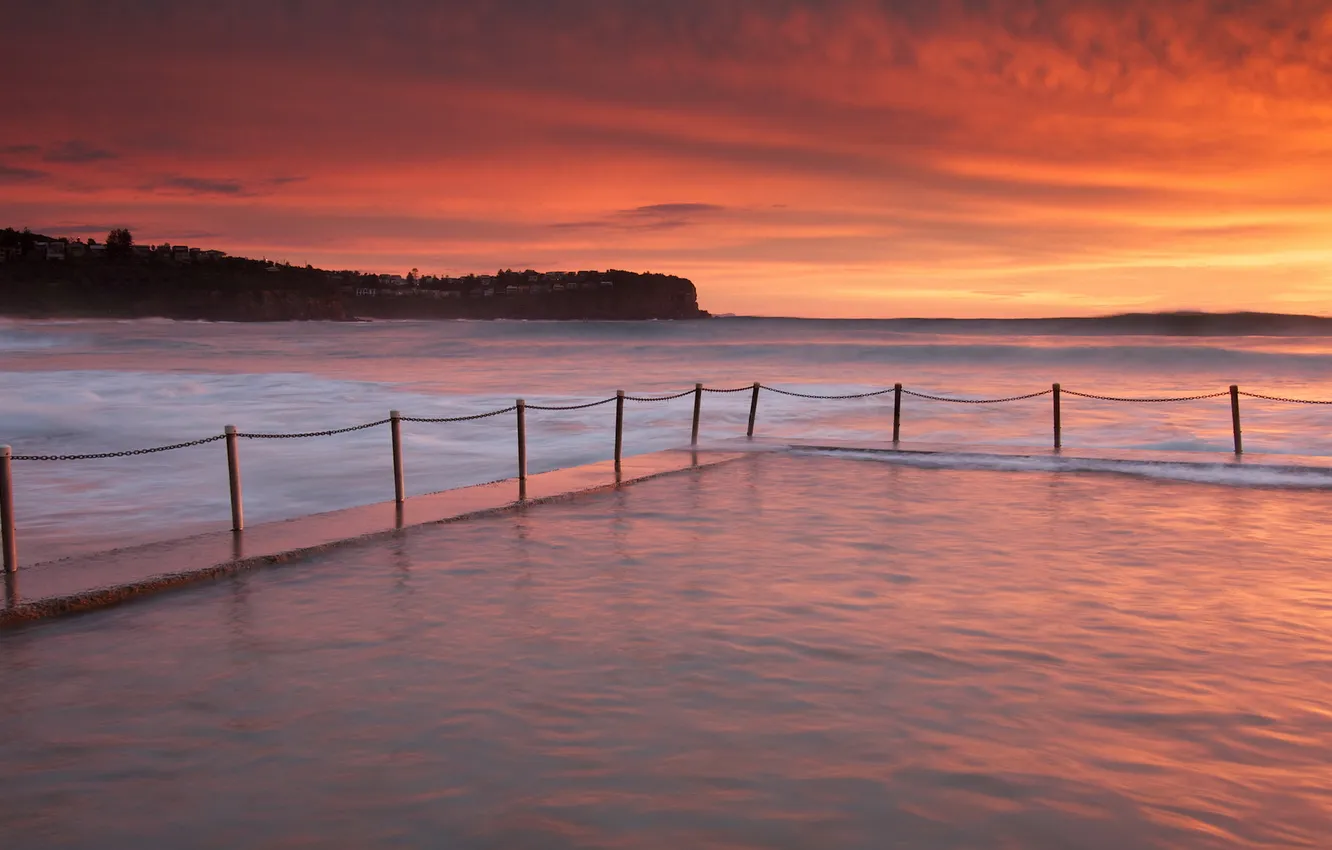 Photo wallpaper sea, landscape, sunset