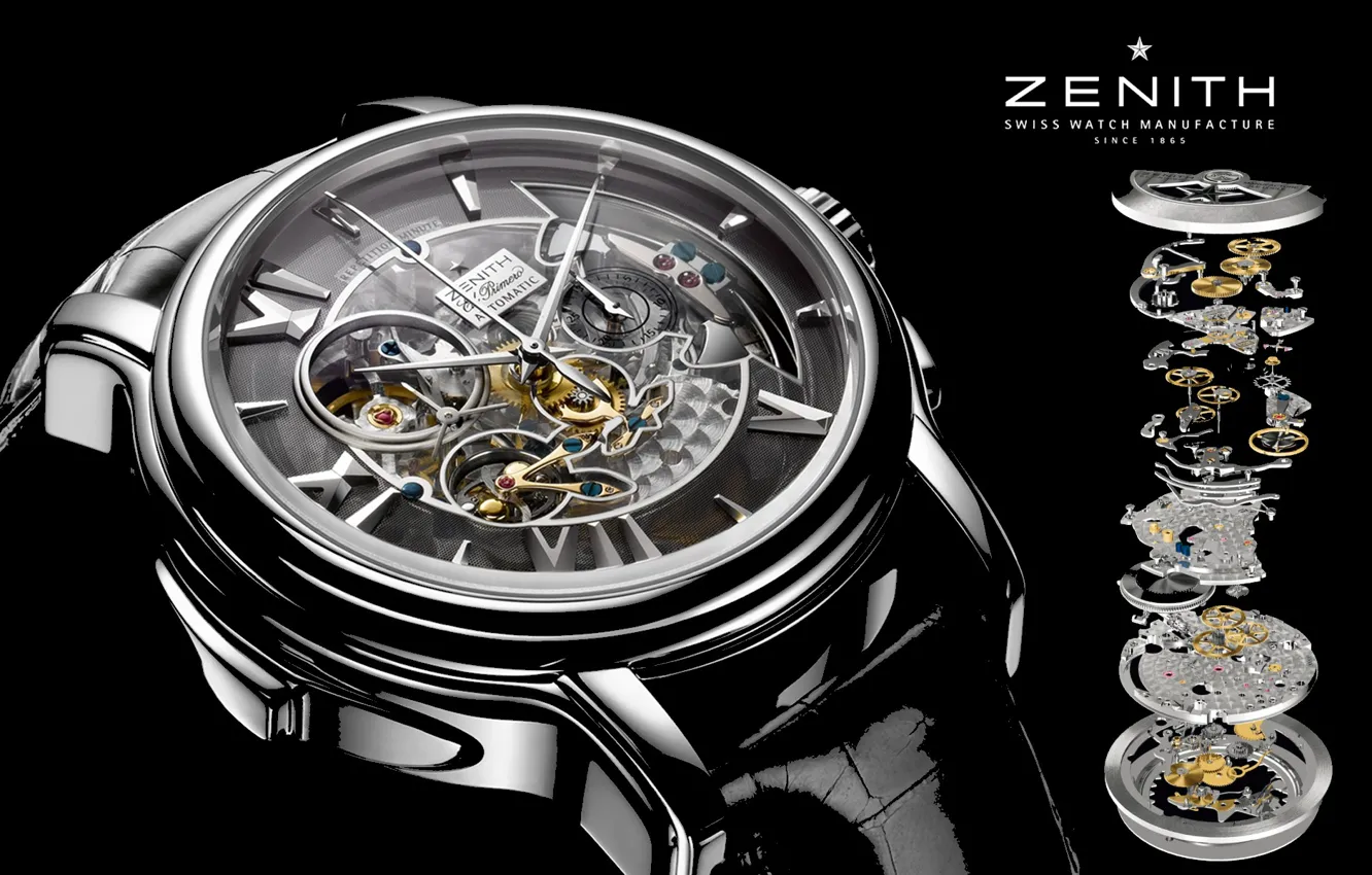 Photo wallpaper watch, mechanism, watch, Zenith