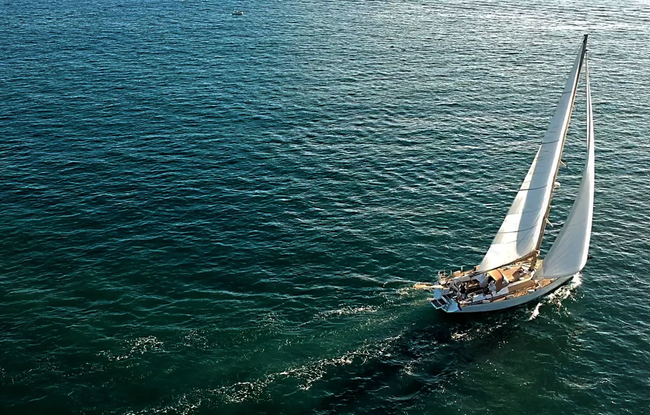 Photo wallpaper sea, the way, the wind, yacht, top, sail, from above