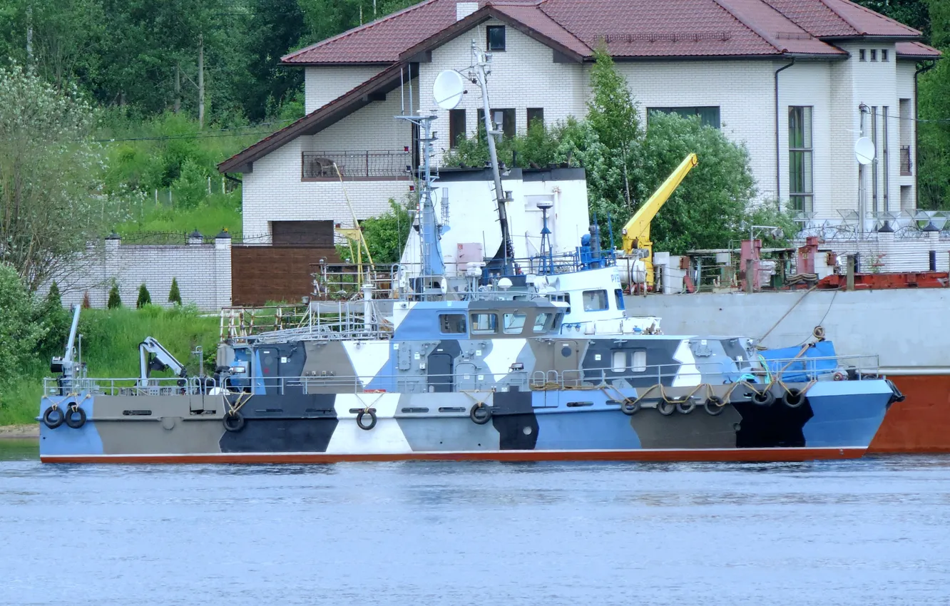 Photo wallpaper boat, camouflage, special, raid