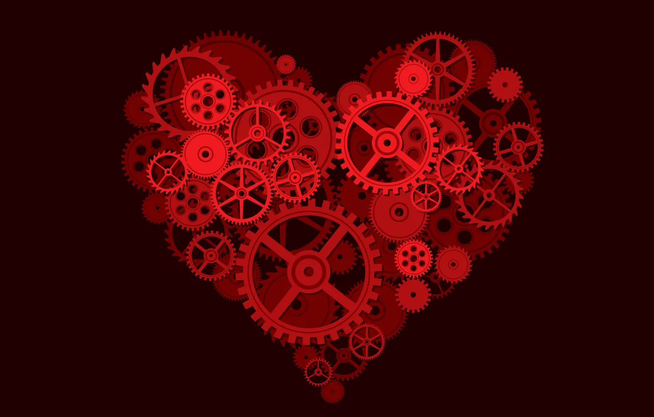 Photo wallpaper heart, mechanism, gear