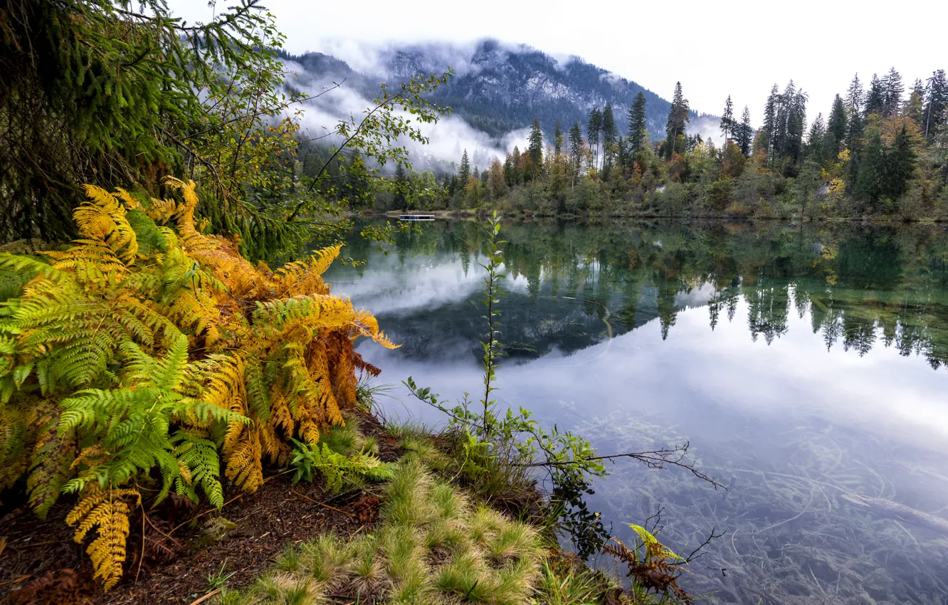 Photo wallpaper autumn, mountains, lake, Switzerland