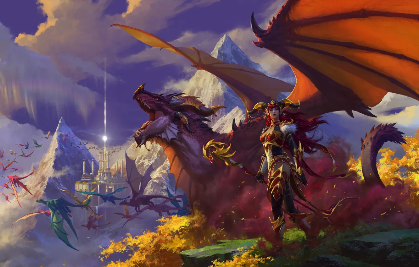 Photo wallpaper World Of Warcraft, Alexstrasza Is The Guardian Of Life, Alexstrasza, The One who Lives, Dragon …