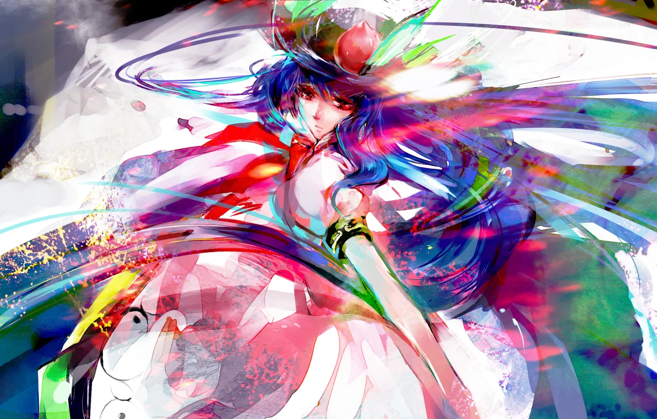 Photo wallpaper girl, art, Hinanawi Tenshi, touhou, Tenshi Hinanai
