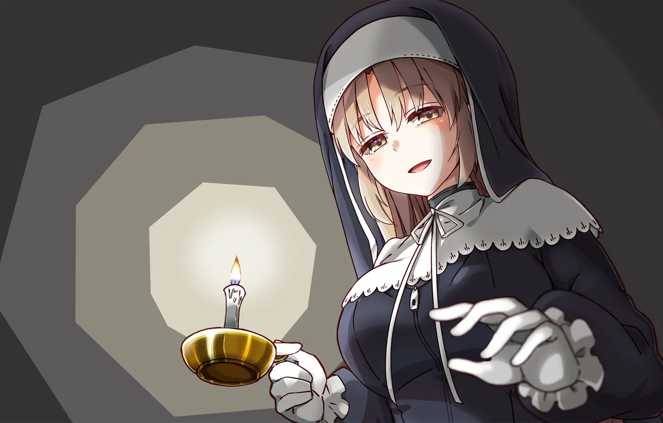 Photo wallpaper girl, candles, anime, NIJISANJI