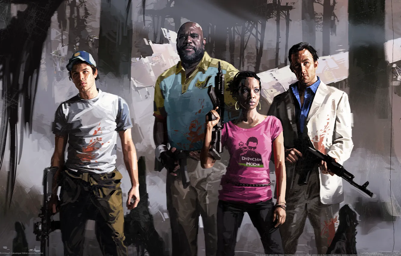 Photo wallpaper weapons, gang, Left 4 dead, company