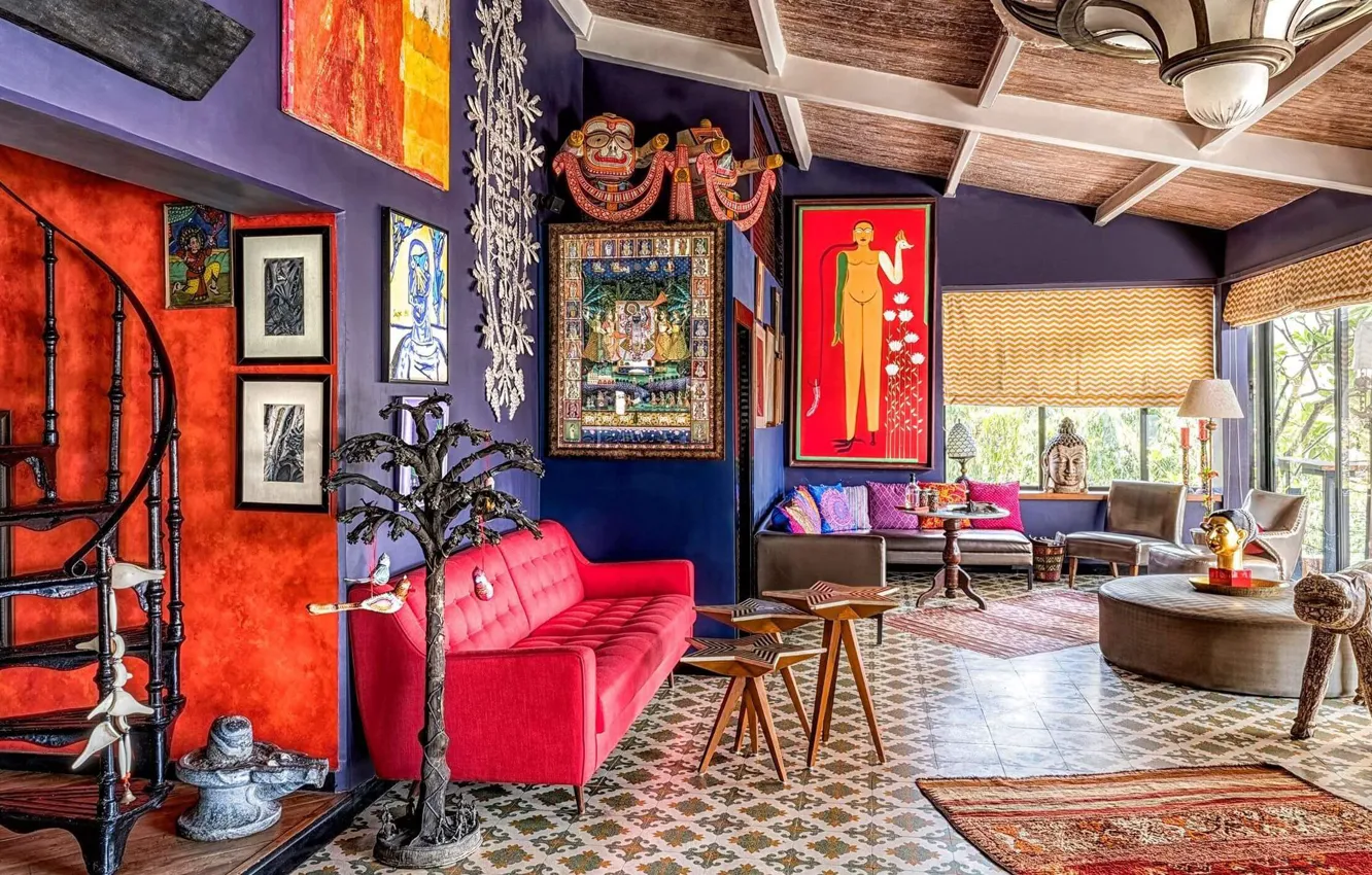 Photo wallpaper India, style, interior, ladder, Mumbai, Mumbai, living room, design