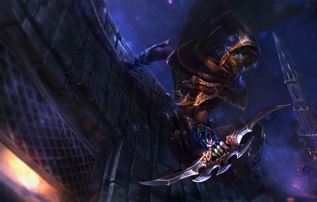 Photo wallpaper mask, hood, art, dota 2, mortred, Phantom Assassin, moba
