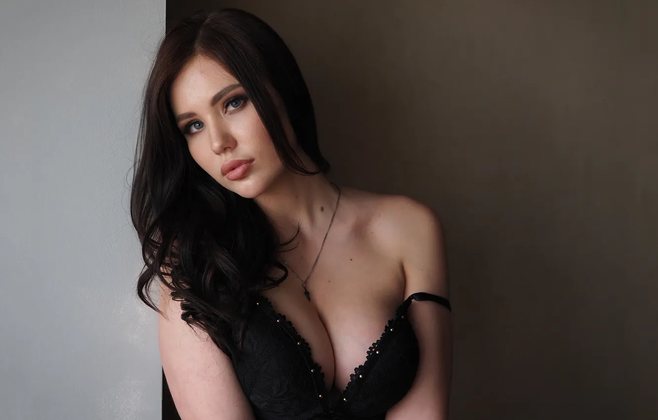 Photo wallpaper look, dress, brunette, long hair, long hair, pretty, lips, brunette