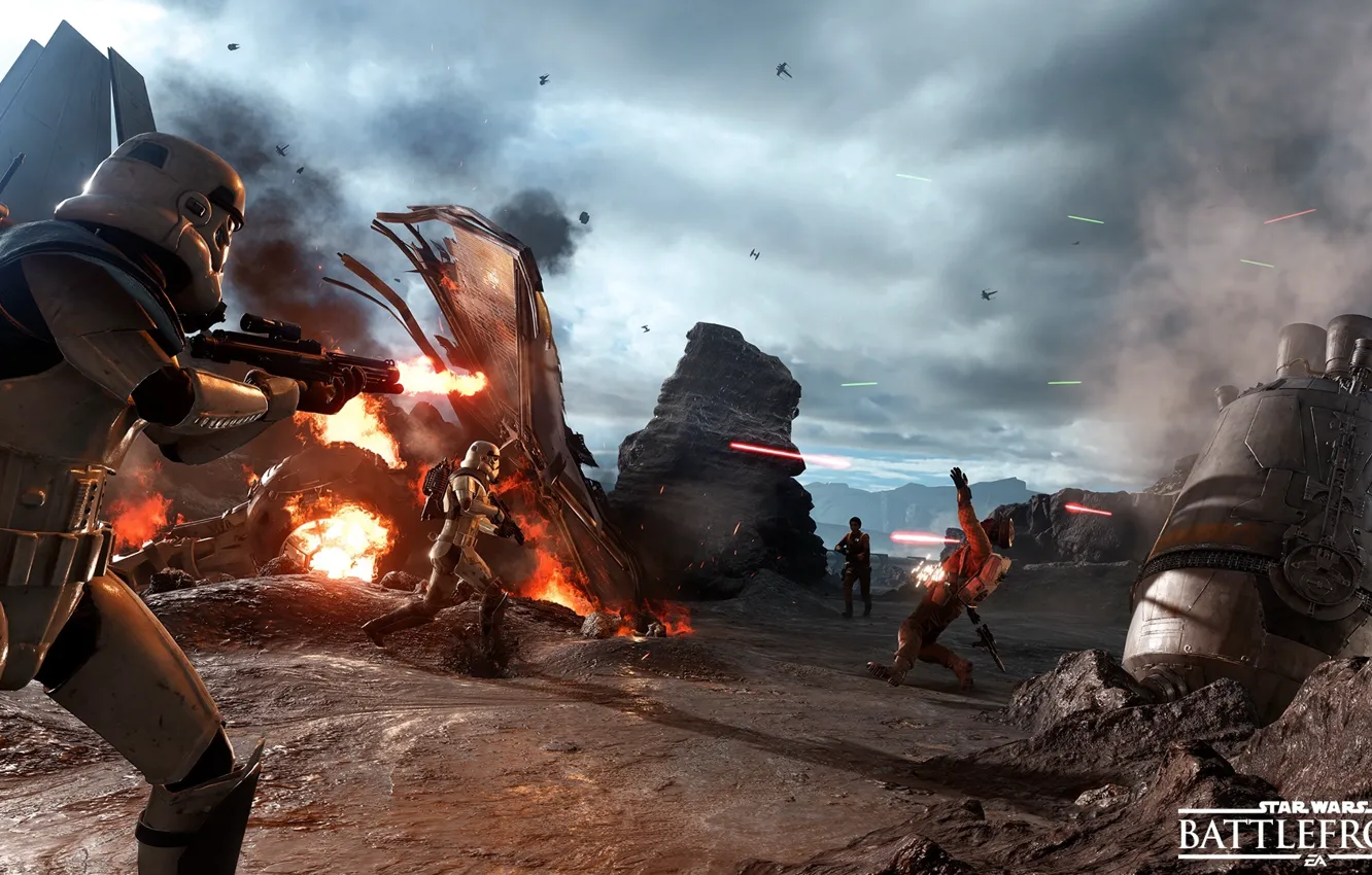 Photo wallpaper the game, Electronic Arts, DICE, Stormtroopers, Rebels, star wars battlefront, Drop Zone, Sallast
