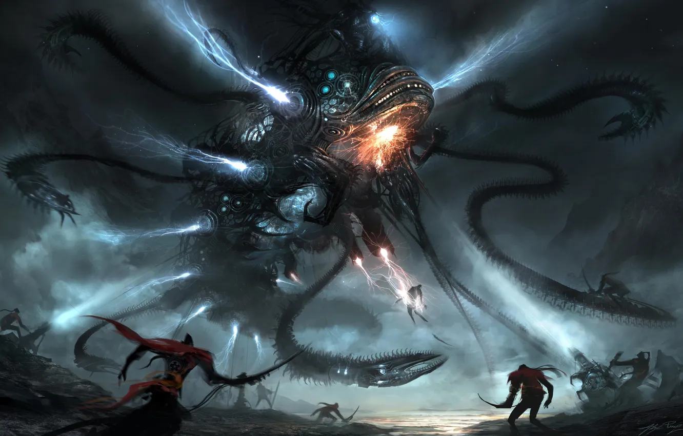 Photo wallpaper monster, battle, warrior