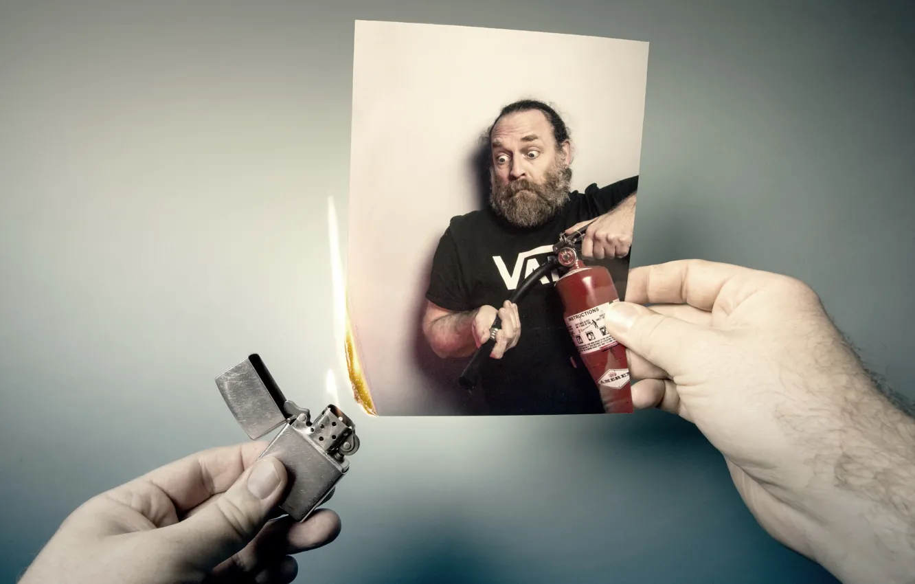 Photo wallpaper lights, people, a fire extinguisher