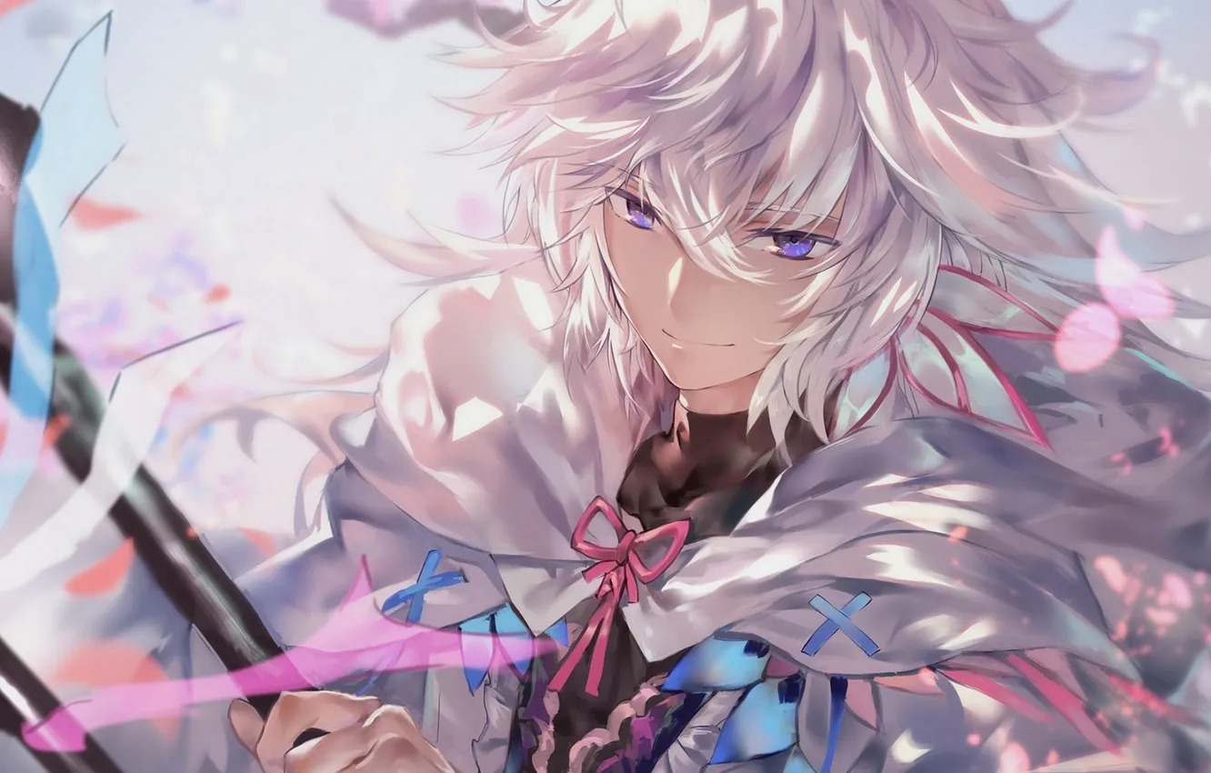 Photo wallpaper look, white hair, Merlin, Fate / Grand Order