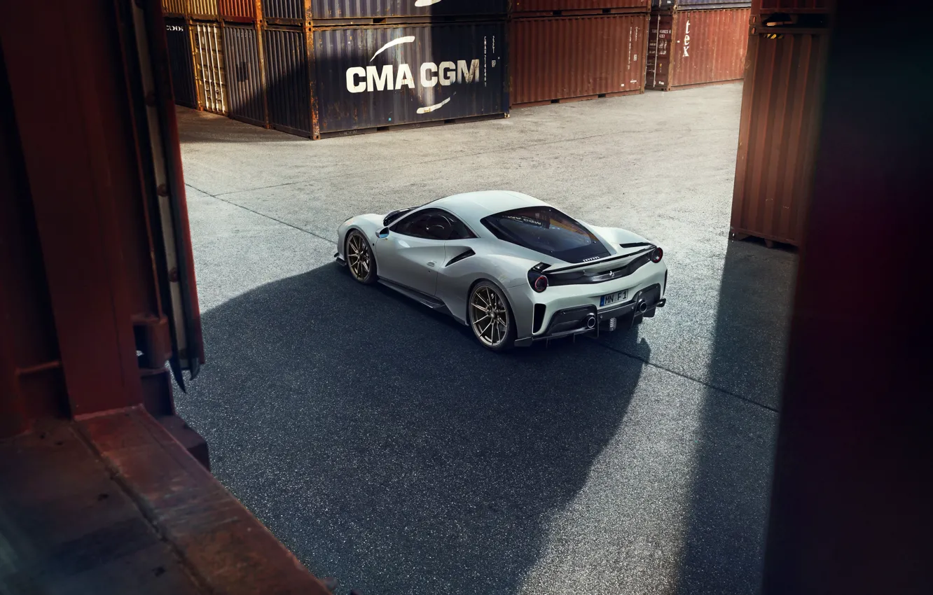 Photo wallpaper machine, shadow, Ferrari, drives, containers, Novitec, 488, Pista