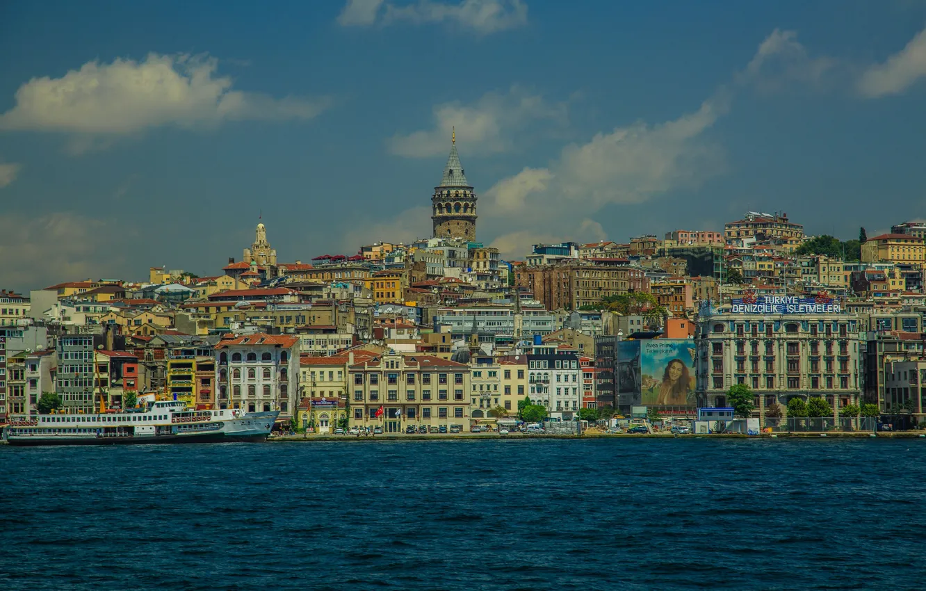 Photo wallpaper Strait, home, Istanbul, Turkey, Galata tower