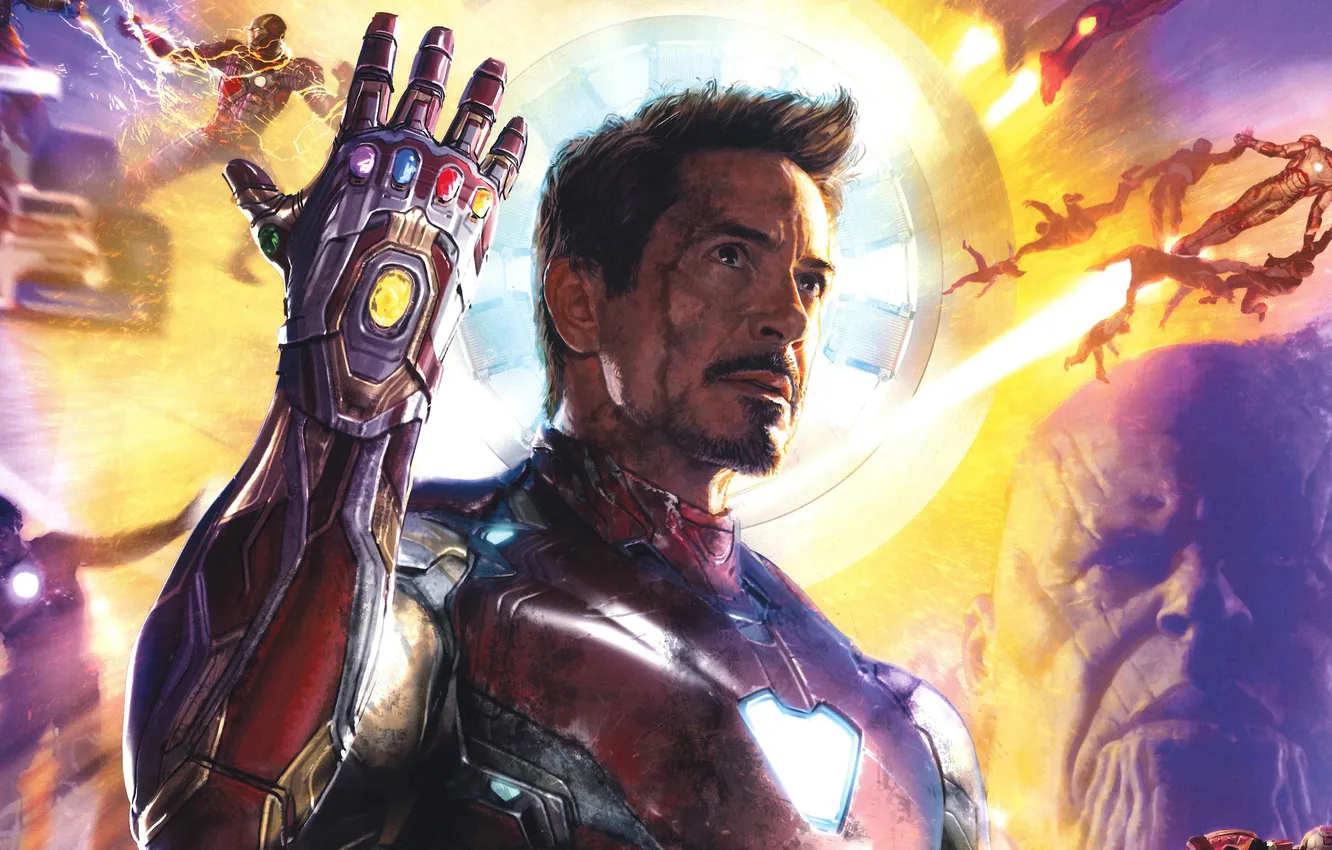 Photo wallpaper figure, art, costume, poster, Iron Man, Marvel, comic, Robert Downey Jr.