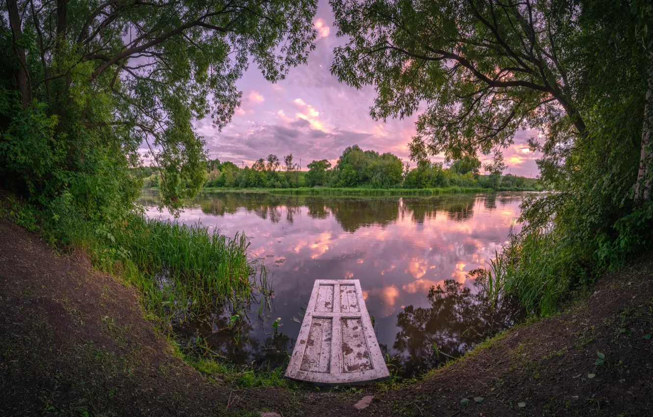 Photo wallpaper summer, landscape, nature, river, morning, bridges
