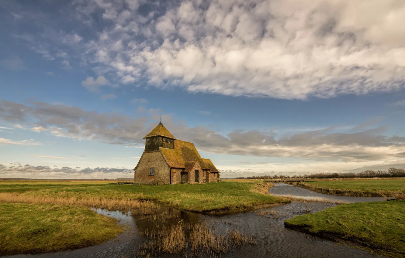 Photo wallpaper England, Church, Romney Marsh
