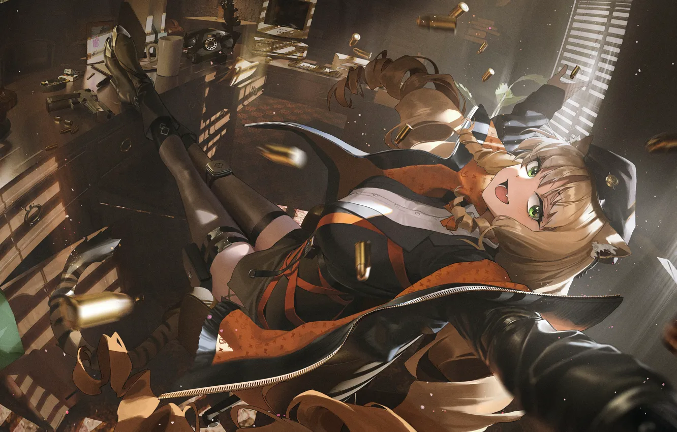 Photo wallpaper girl, smile, bullets, Arknights, Swire