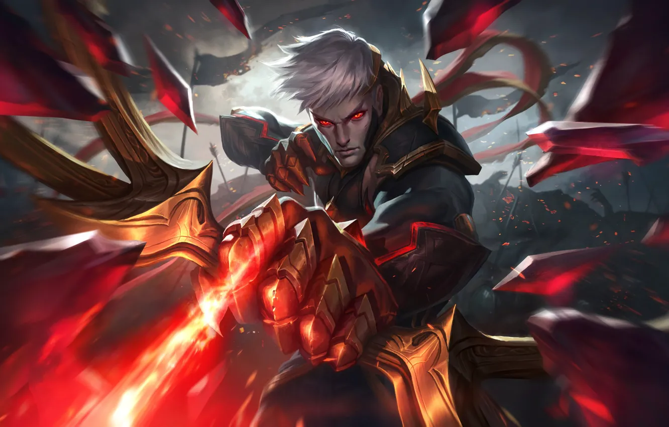 Photo wallpaper look, bow, art, crystals, battle, arrows, splash, League of Legends