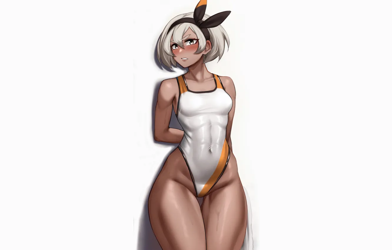 Photo wallpaper girl, sexy, anime, beautiful, short hair, pretty, pokemon, swimsuit