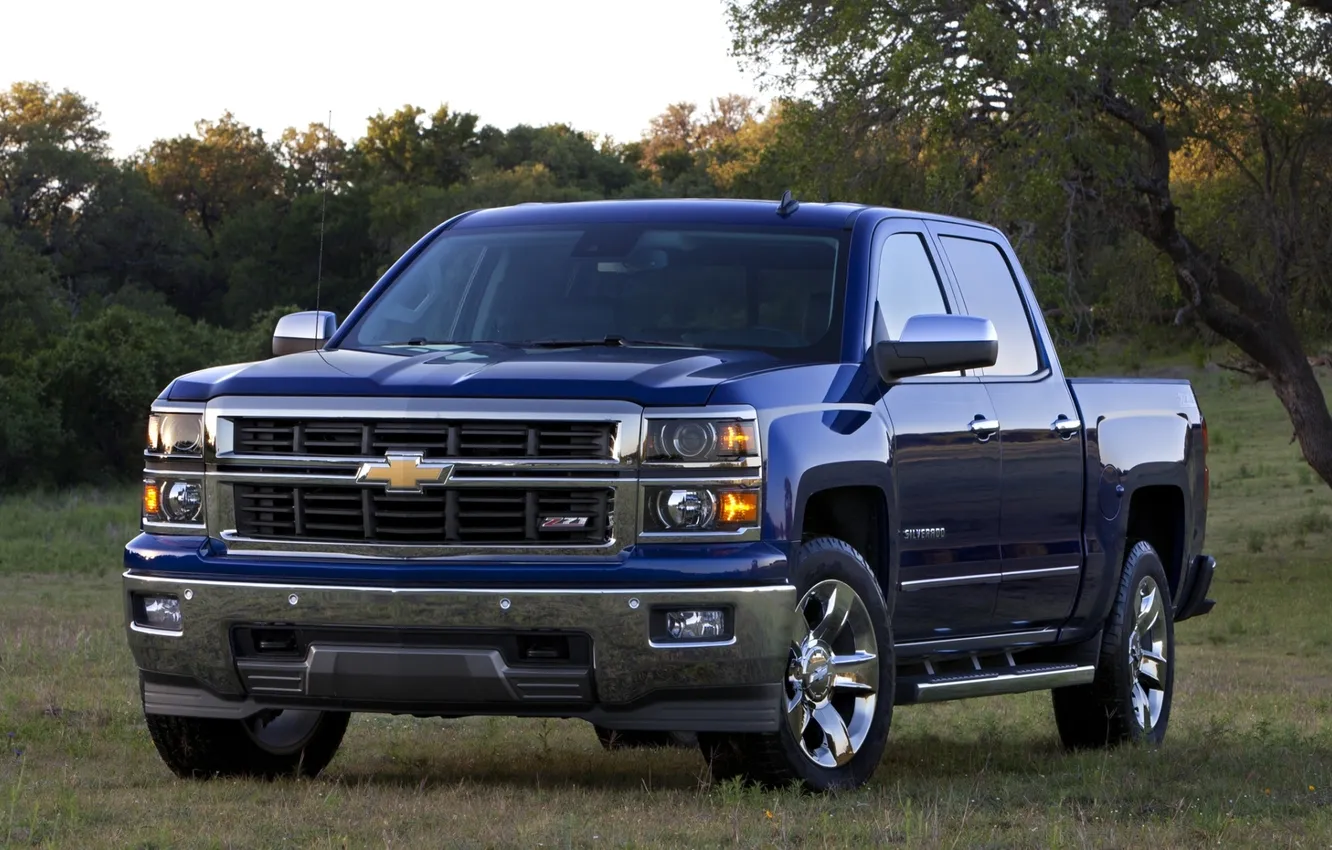 Photo wallpaper blue, Chevrolet, Chevrolet, pickup, the front, Crew Cab, Silverado, Z71