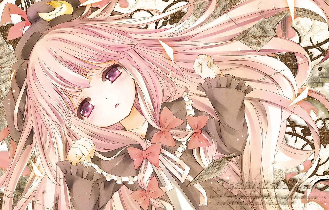 Photo wallpaper text, a month, girl, bow