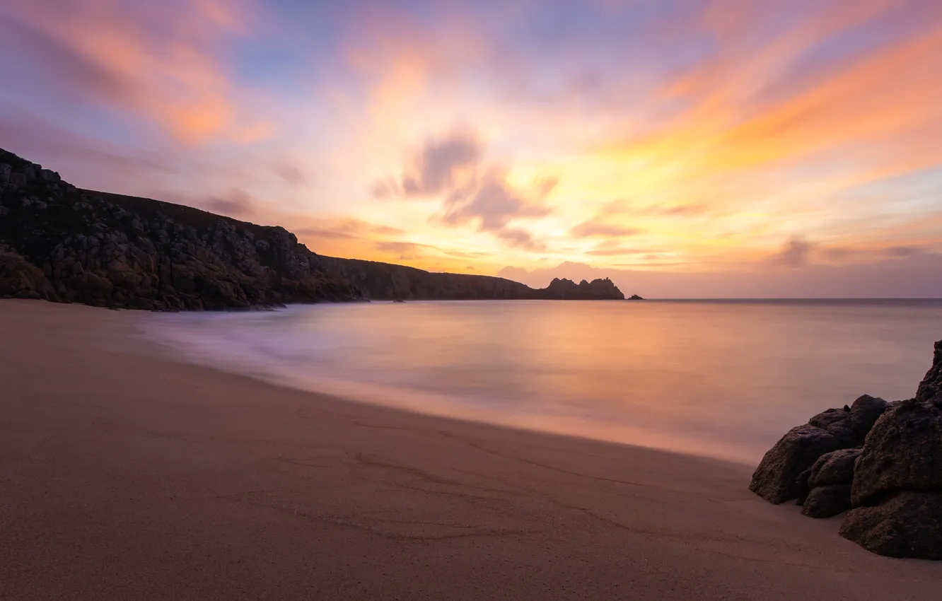 Photo wallpaper sea, beach, sunset, England, Cornwall, Lloyd Austin