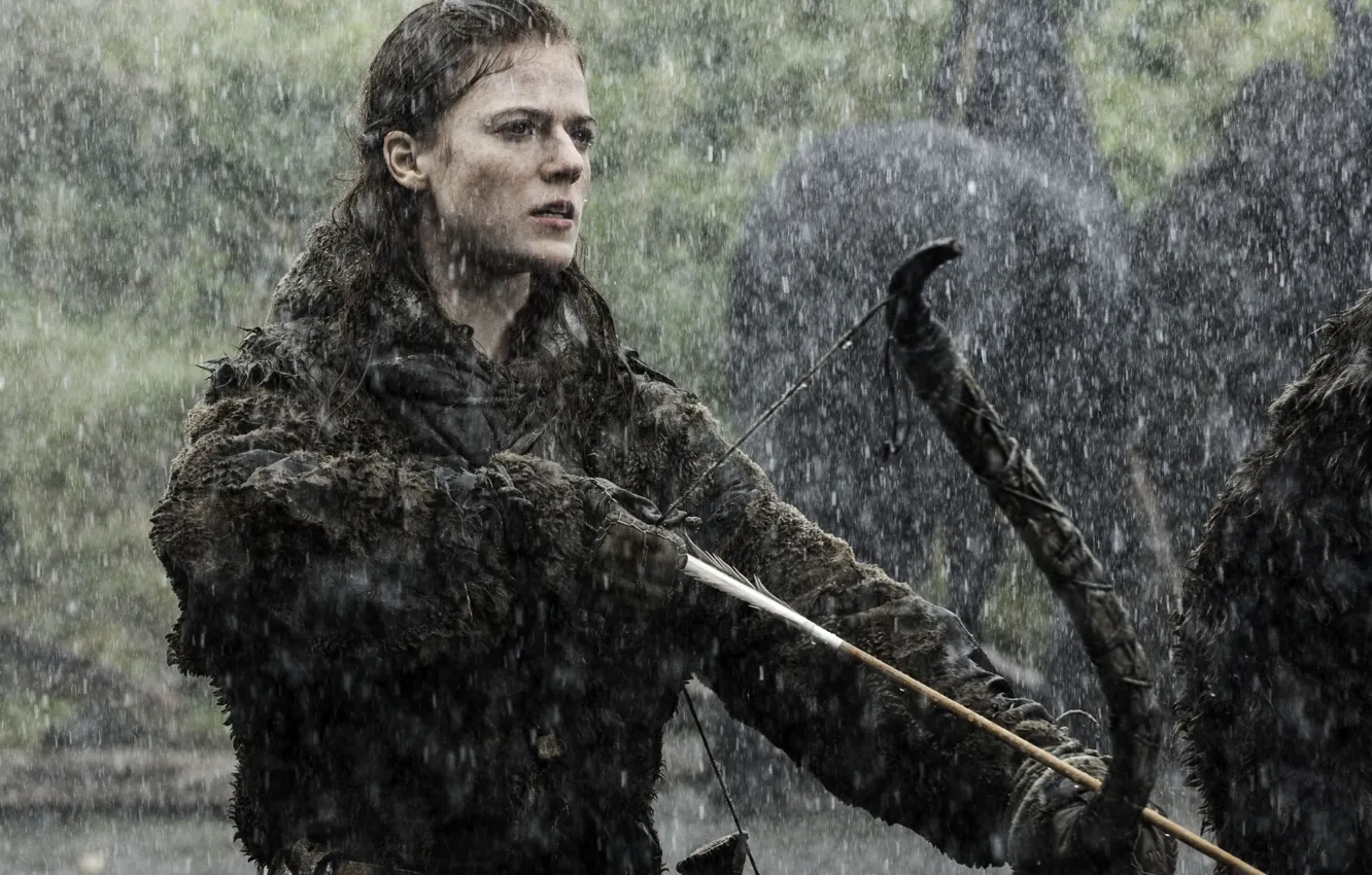 Photo wallpaper girl, rain, bow, Game of Thrones, Game of thrones, Rose Leslie, Rose Leslie, Ygritte