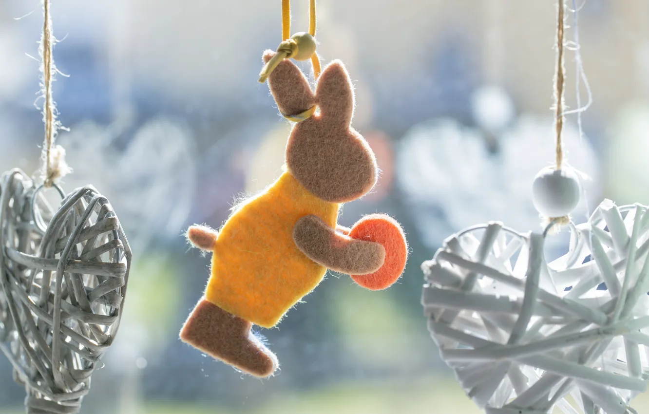 Photo wallpaper holiday, toy, eggs, spring, rabbit, silhouette, Easter, hearts