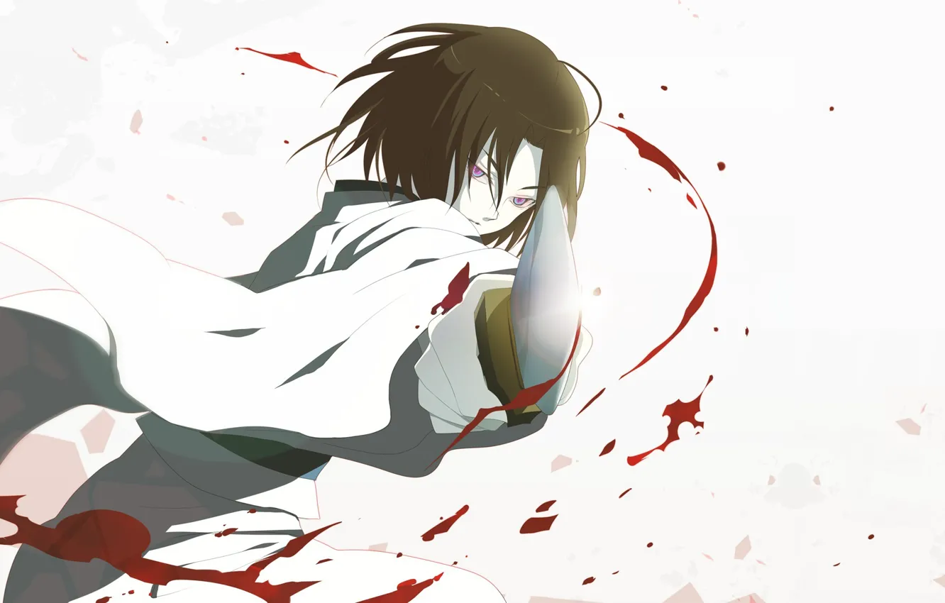 Photo wallpaper blood, katana, blade, blow, blood spatter, Shiki Ryougi, obsessed, The garden of sinners