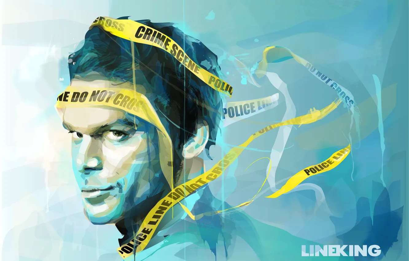 Photo wallpaper look, face, art, Dexter, the series, painting, Yellow ribbon