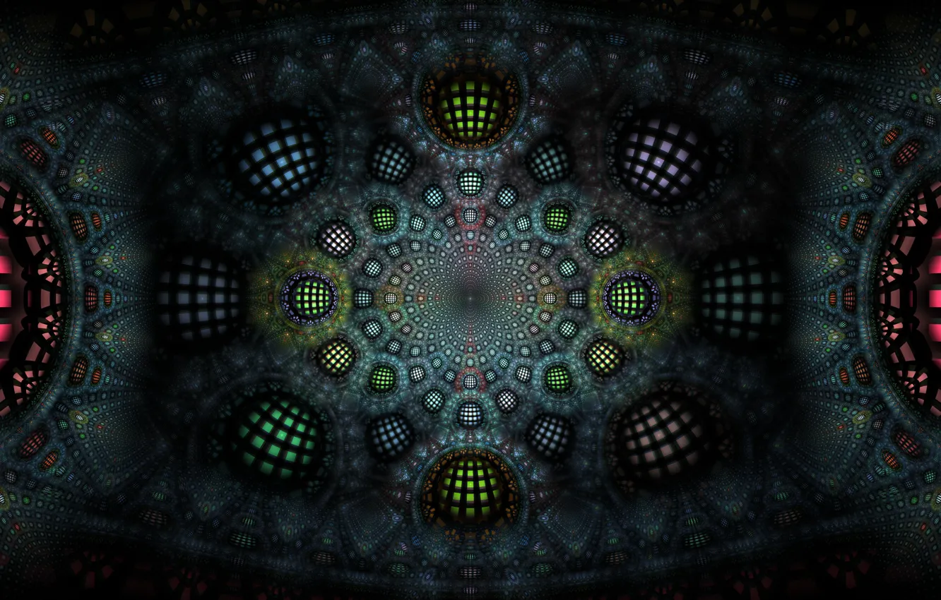 Photo wallpaper circles, abstraction, the dark background, pattern, graphics, squares, fractal, geometry