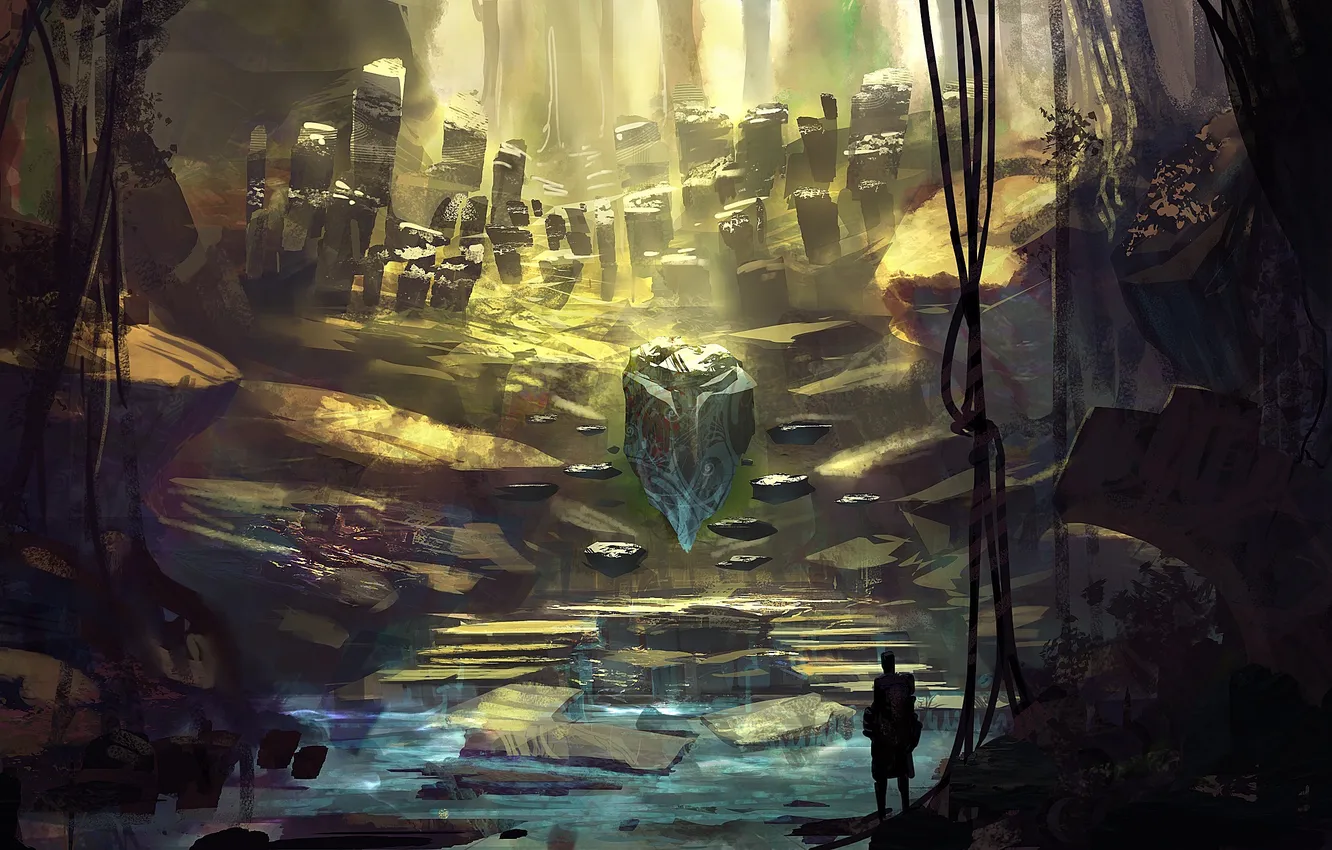 Photo wallpaper stones, fiction, people, art, cave, by k04sk, color test