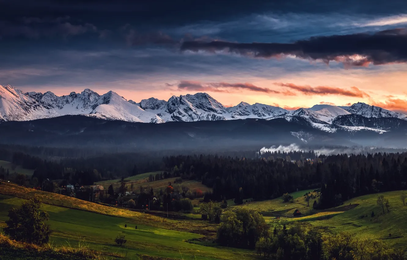 Photo wallpaper mountains, nature, valley