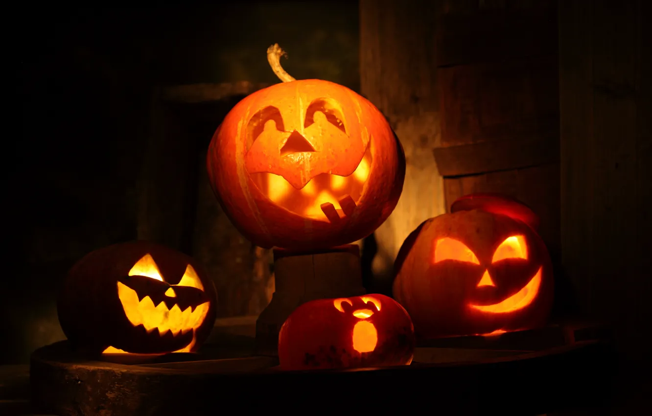 Photo wallpaper candles, pumpkin, Halloween, Halloween, mask
