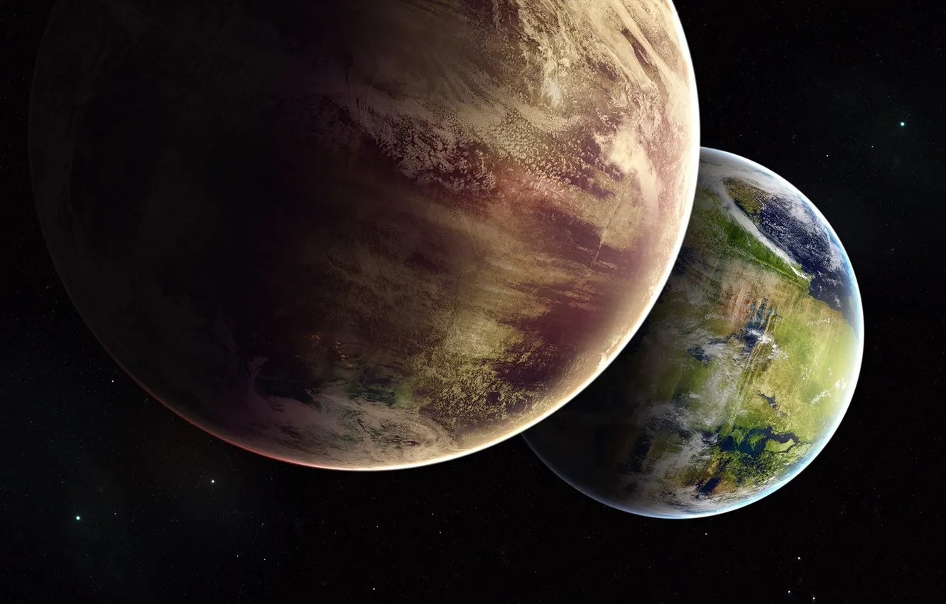 Photo wallpaper space, stars, space, planet, satellite, asteroids, art, space