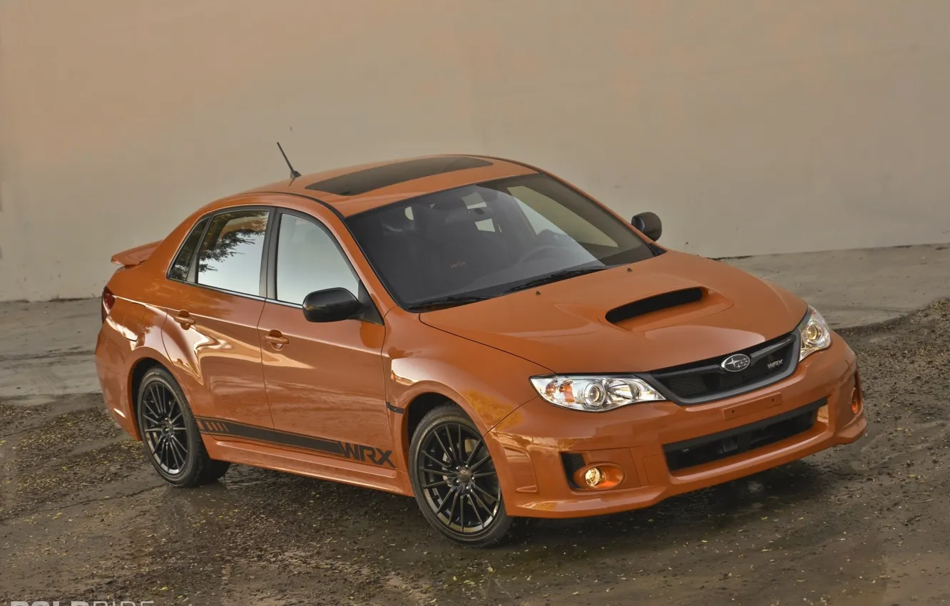 Photo wallpaper Subaru, Impreza, WRX, Orange and Black