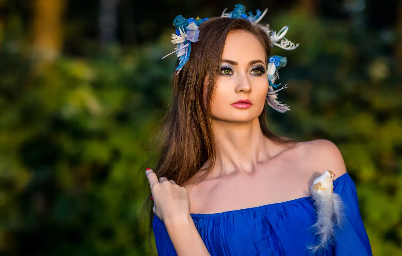Photo wallpaper model, makeup, blue, Andrey Makarenko