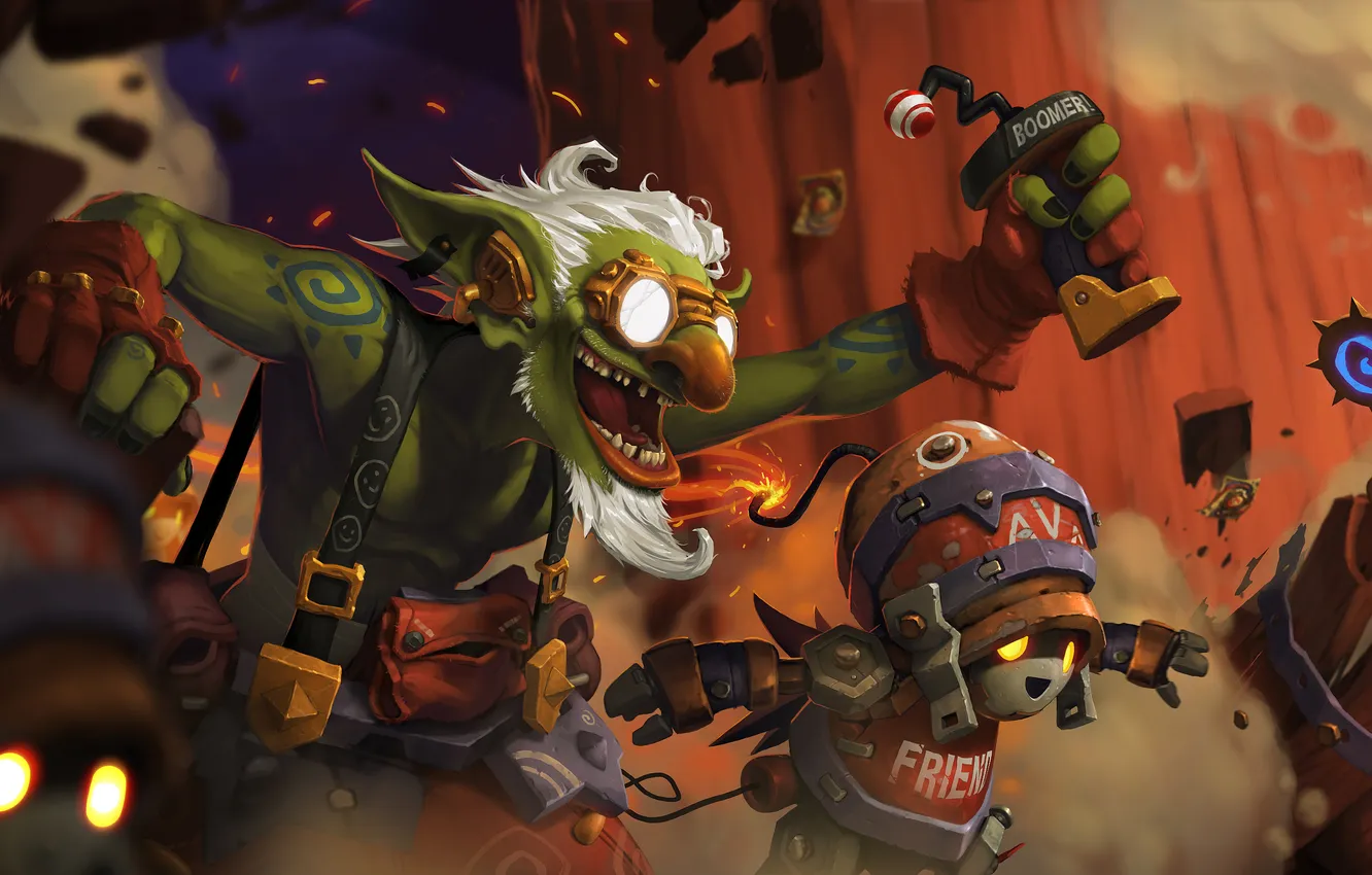 Photo wallpaper robot, bomb, art, goblins, Goblins vs Gnomes, Hearthstone: Heroes of Warcraft