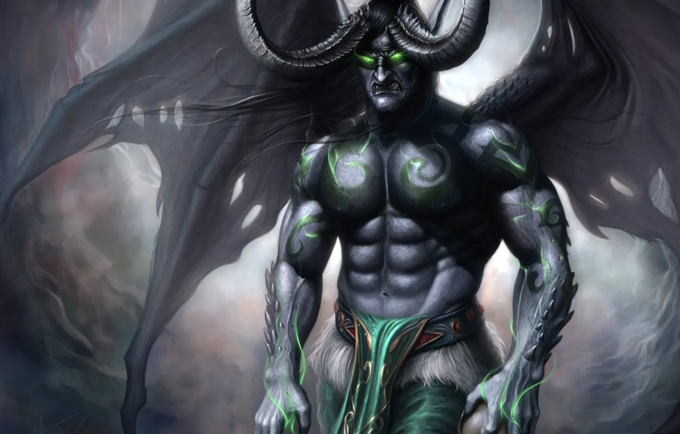 Photo wallpaper elf, World of Warcraft, Night Elf, warcraft, wow, art, Demon Hunter, illidan stormrage
