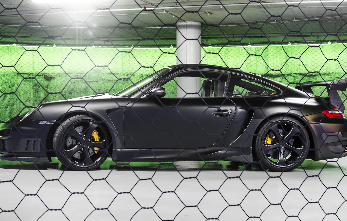 Photo wallpaper black, tuning, Porsche, supercar, side, Techart, Street R
