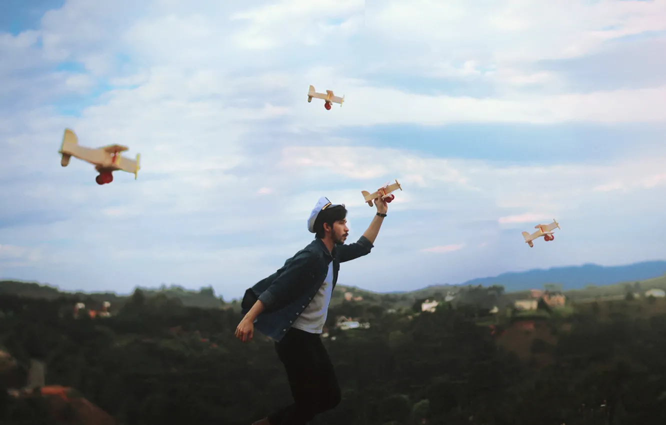 Photo wallpaper the sky, people, the plane
