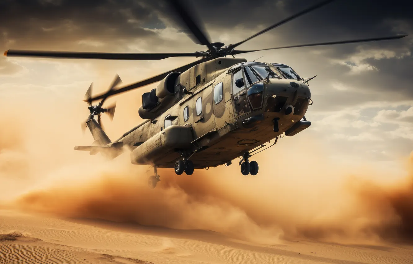 Photo wallpaper flight, aviation, technique, helicopter, AI art, neural network